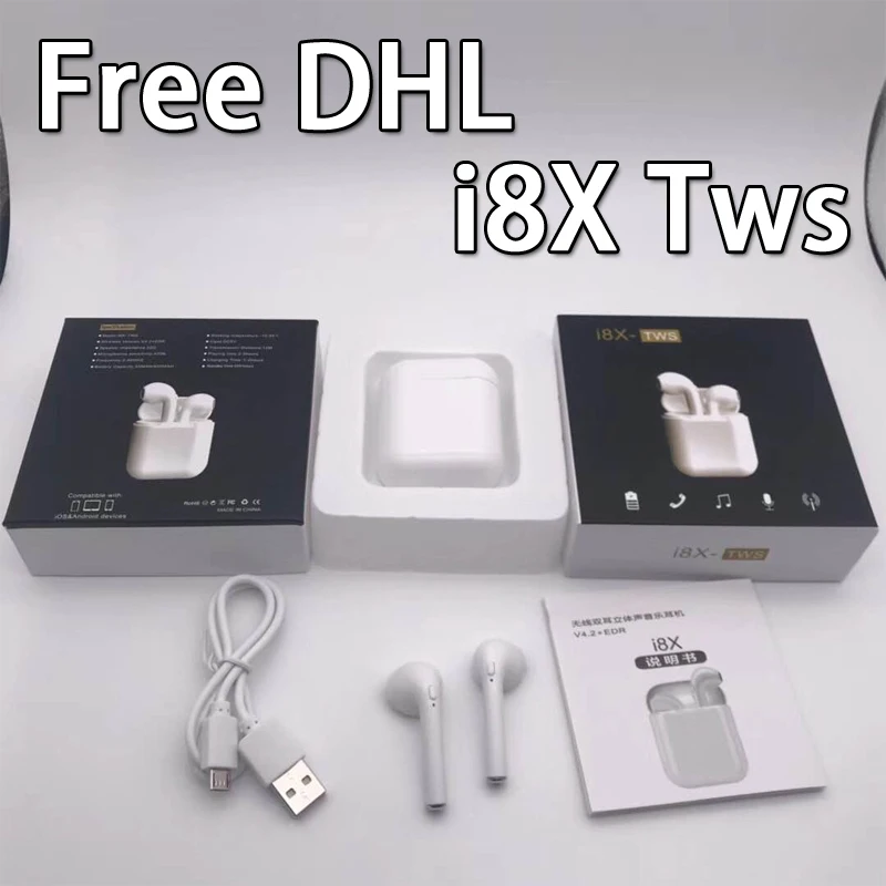 20 шт Бесплатная DHL i8x Tws беспроводные наушники стерео Близнецы с зарядной коробкой