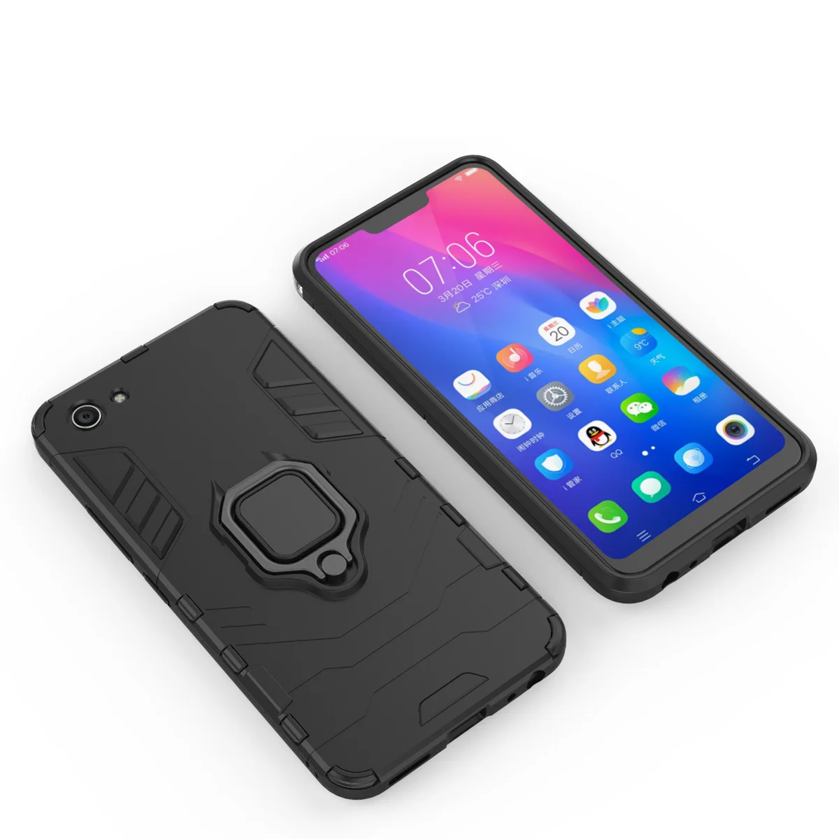 WolfRule VIVO Y83 чехол из ТПУ Жесткий ПК с кольцом держателем Магнитный защитный для BBK