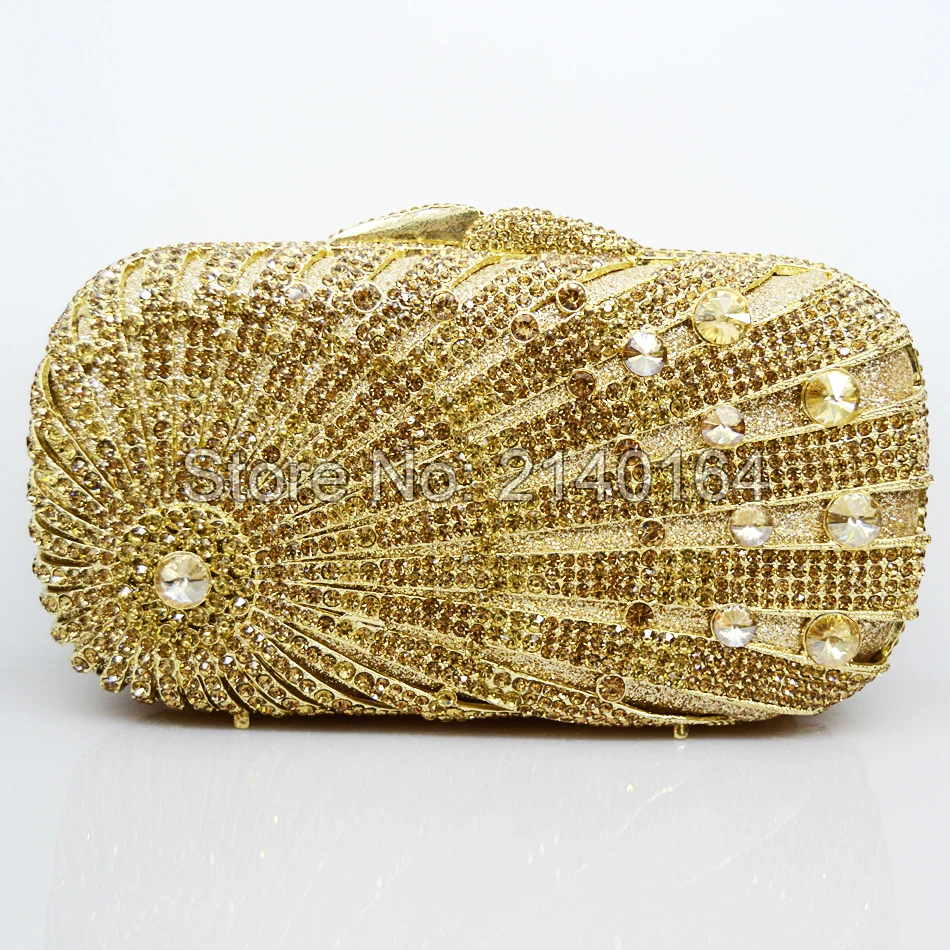 Прекрасный оранжевый роскошный блестящий кристалл камни вечерняя сумка