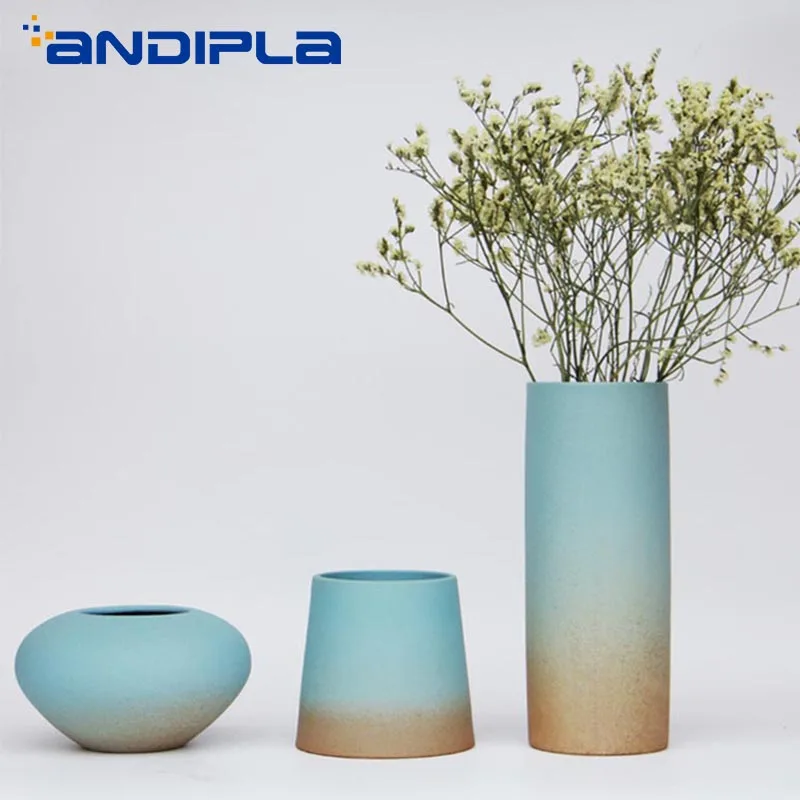 В средиземноморском стиле грубая керамика настольная маленькая Ваза Цветочная