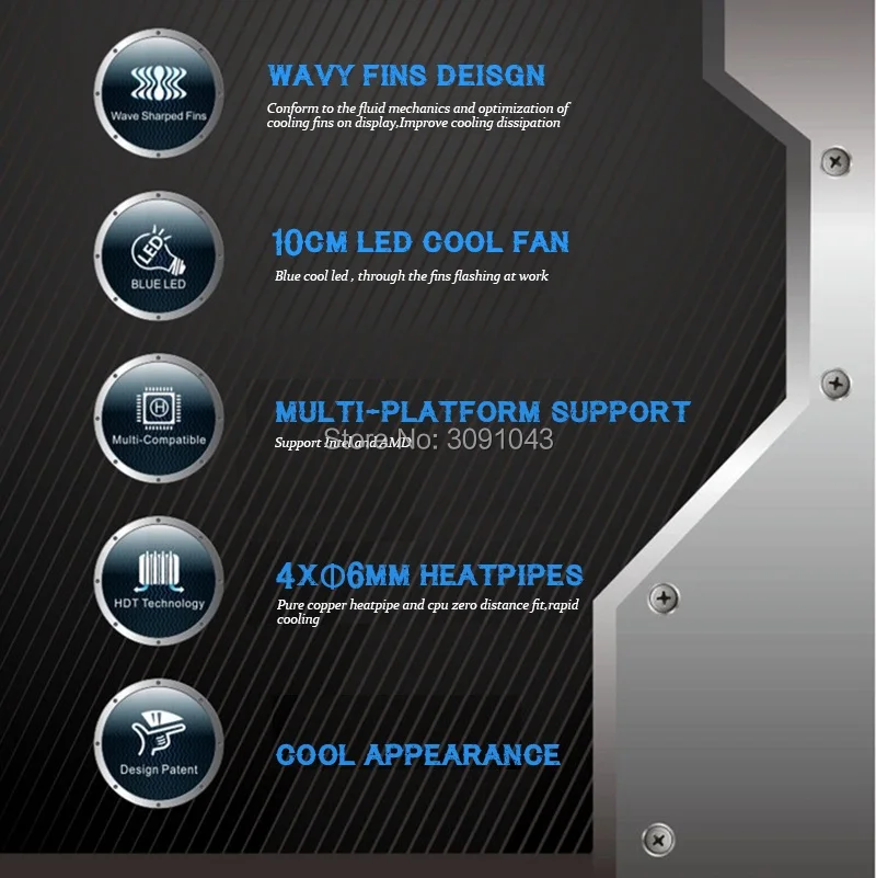 Pccooler S102 двойная поддержка башни 3 вентилятора 4pin PWM вентилятор 4 чистой меди тепловые трубки охлаждения процессора вентилятор радиатора тихий кулер Intel/AMD