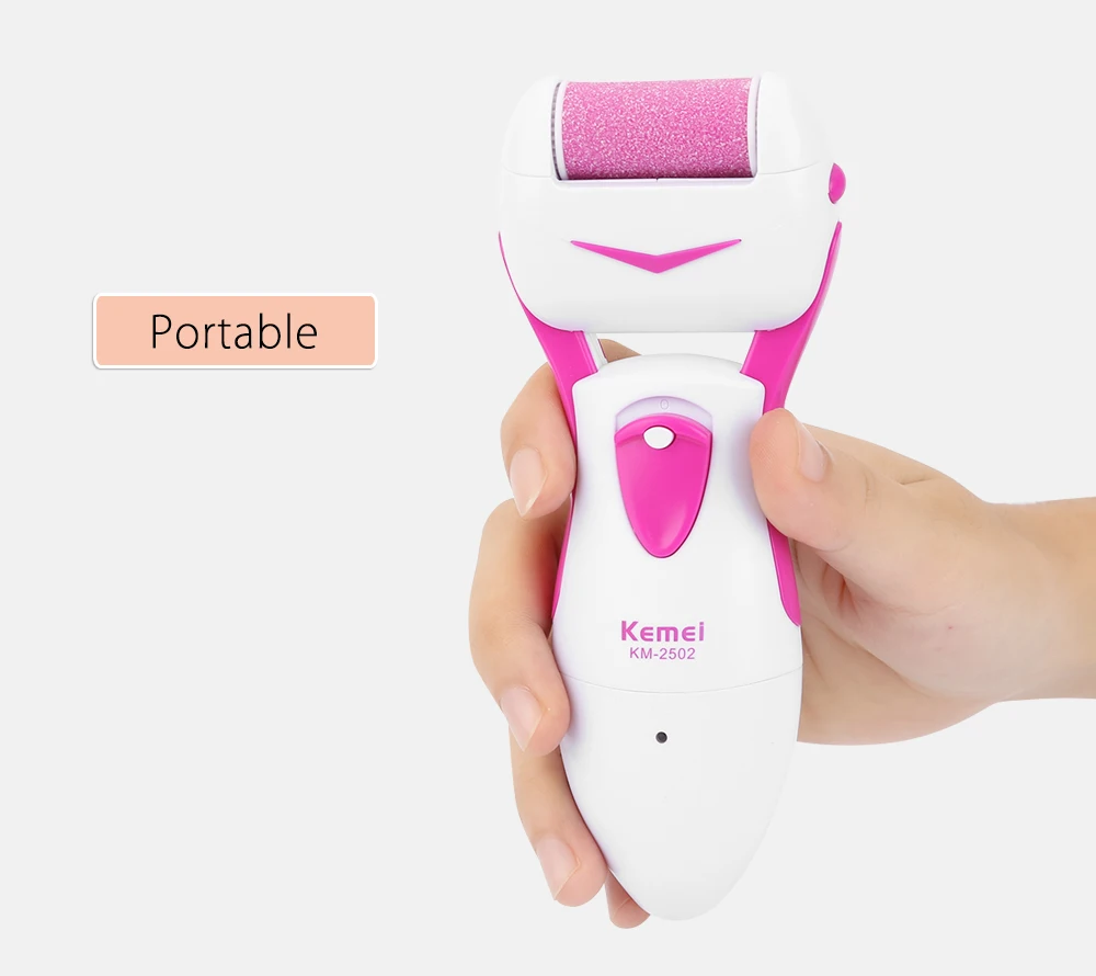 Kemei KM-2502 3 в 1 портативный Электрический Леди удалитель мозолей на ногах с 2 сменными головками мертвый инструмент для ухода за кожей с вилкой ЕС