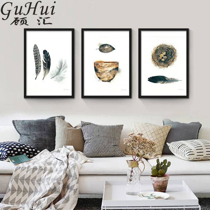 Настенный постер с пером в скандинавском стиле|decorative painting|art posterquadros de parede |