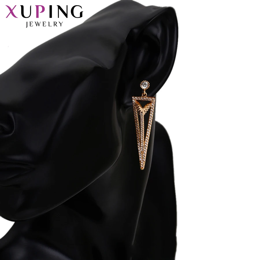 Xuping ExquisiteTemperament Женские Треугольные длинные серьги в форме ювелирные изделия для