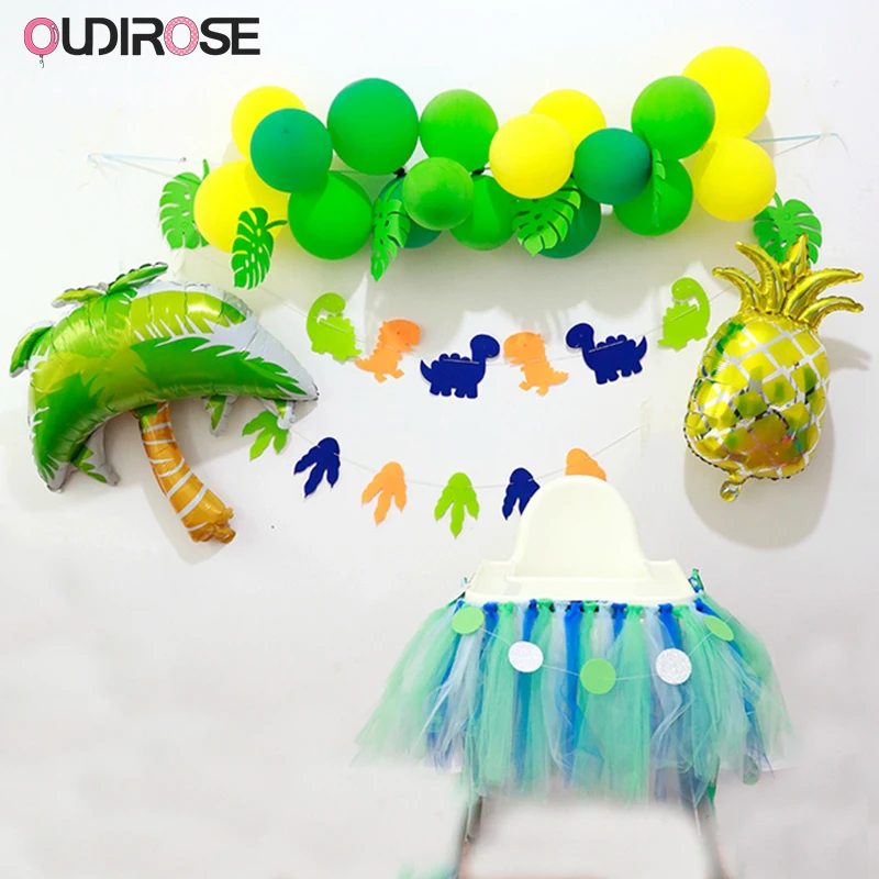 Зеленый лес динозавр Вечеринка тема День Рождения латексный воздушный шар