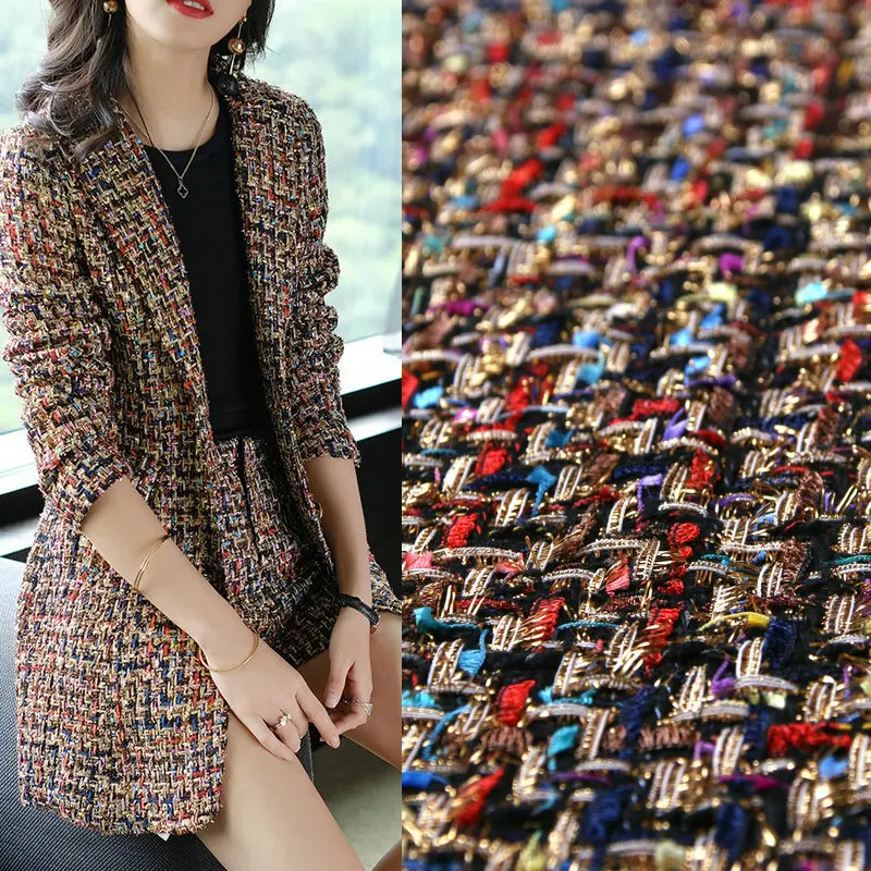 

Autumn winter coat fabric,Color woven gold thread woolen fabric,patchwork cloth,145cm*50cm/pcs