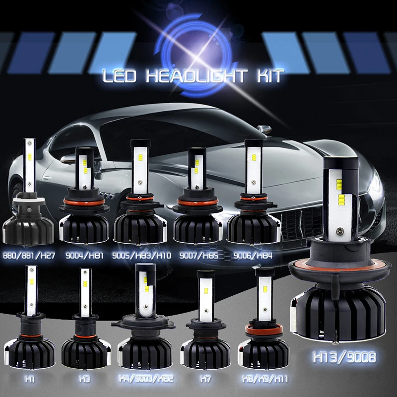Супер светодиодные фары h7led h4led 9005 9006 h11 9012 6000 К 80 Вт 8000lm 12v 24v h27 лампы для