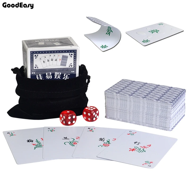 Водонепроницаемый Портативный Пластик маджонг игральные карты в комплекте с 2
