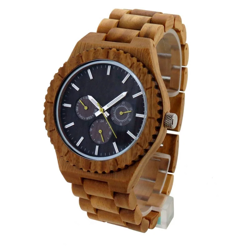 Dropshipping Design Chronograph SandalWooden Wrist Watches 100% Natural SandalWood Quartz in Gift Box Relogio Masculino | Наручные часы