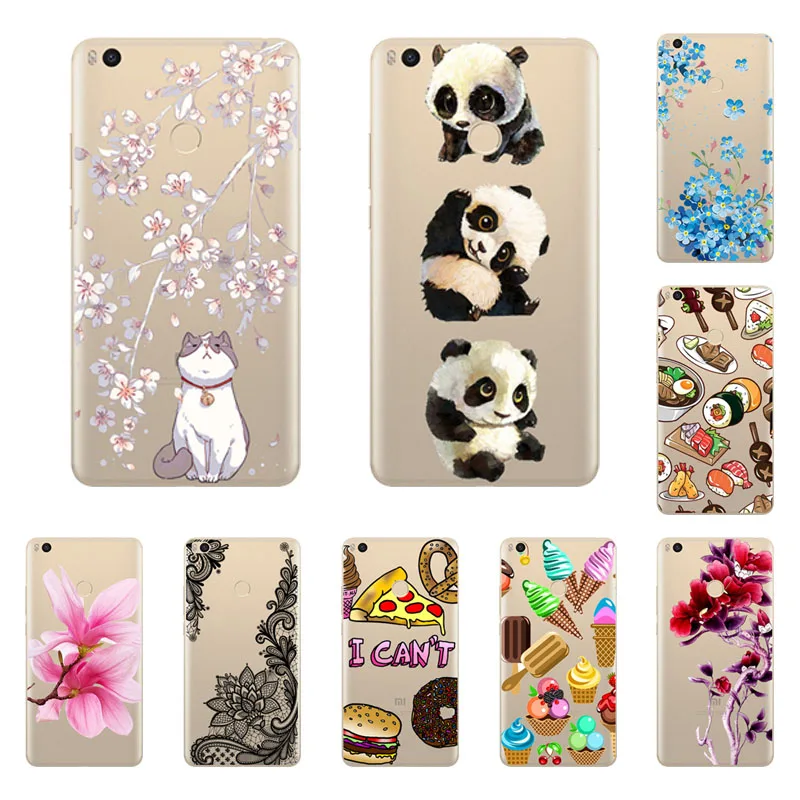 xiaomi mi max 2 Case Silicon Black Painting flower Soft TPU Back Cover for Protect Phone cases shell |