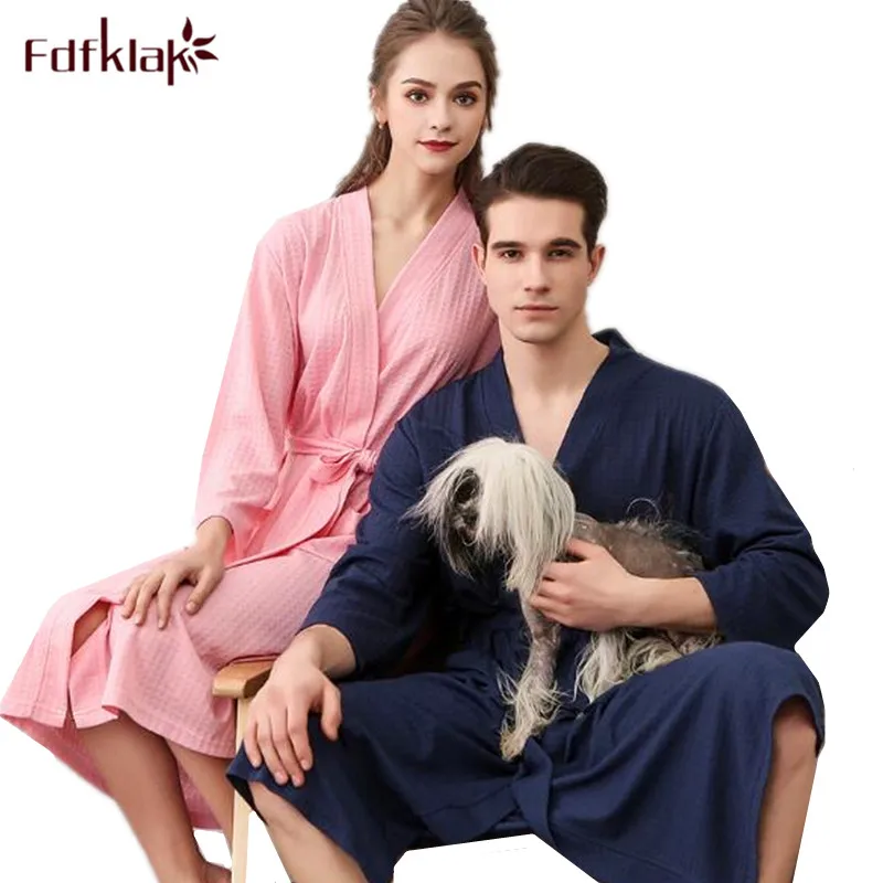 

Fdfklak New long bath robe autumn winter bridesmaid robes women or men sleepwear robe waffle bathrobe women dressing gown M-3XL