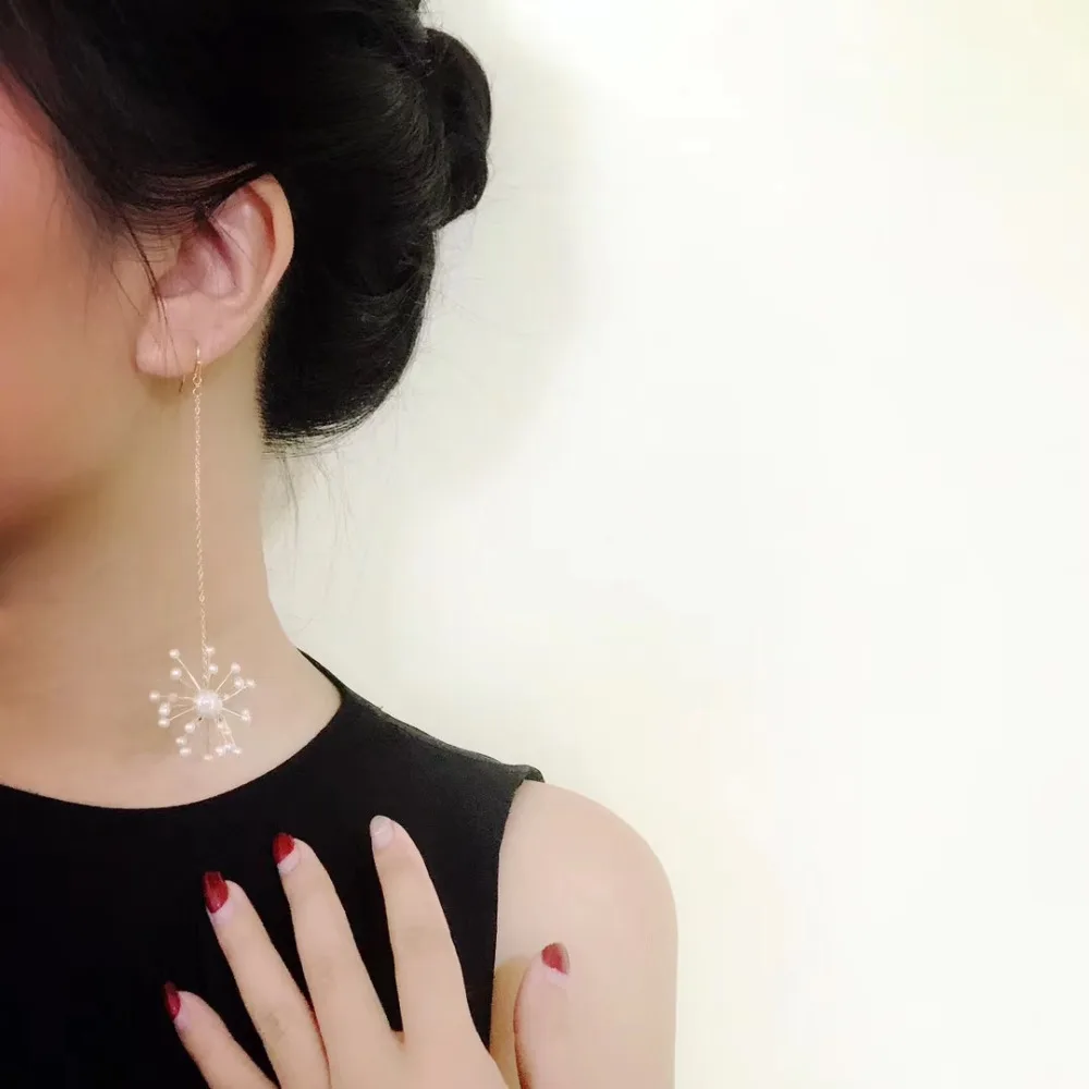 Женские Висячие сережки ручной работы ANI 14K длинные висячие из натурального