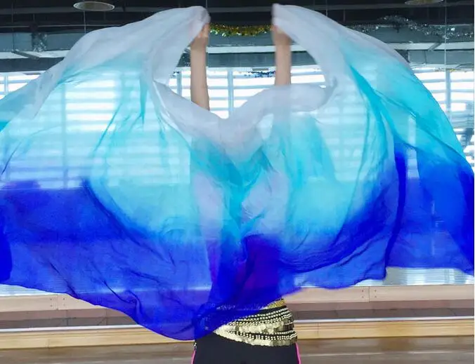 Шелковая вуаль ручной работы для танца живота градиентные цвета 250*114 см