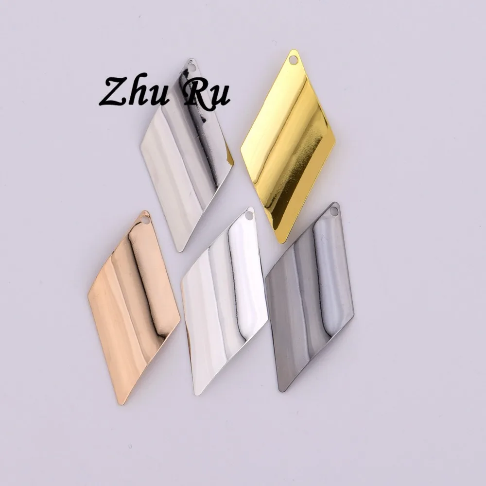 ZHU RU 10 шт./лот 37*18 мм ромб Геометрическая четырехсторонняя подвеска-Снежинка