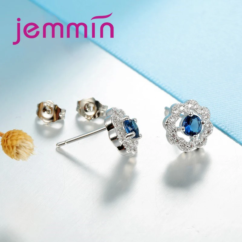 Новое поступление, корейский стиль, 925 пробы, серебряные серьги-гвоздики с ярким кристально чистым кубическим цирконием для дня рождения