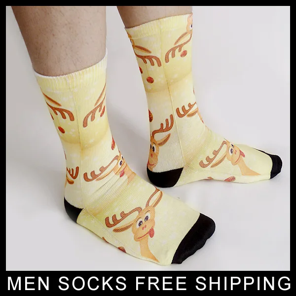 Симпатичные носки с принтом оленя новые милые хлопковые унисекс мужские