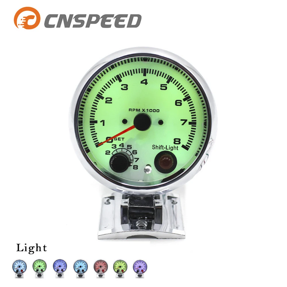 Тахометр CNSPEED Cool 3 75 дюйма 7 цветов выбор дисплея белый корпус хромированный