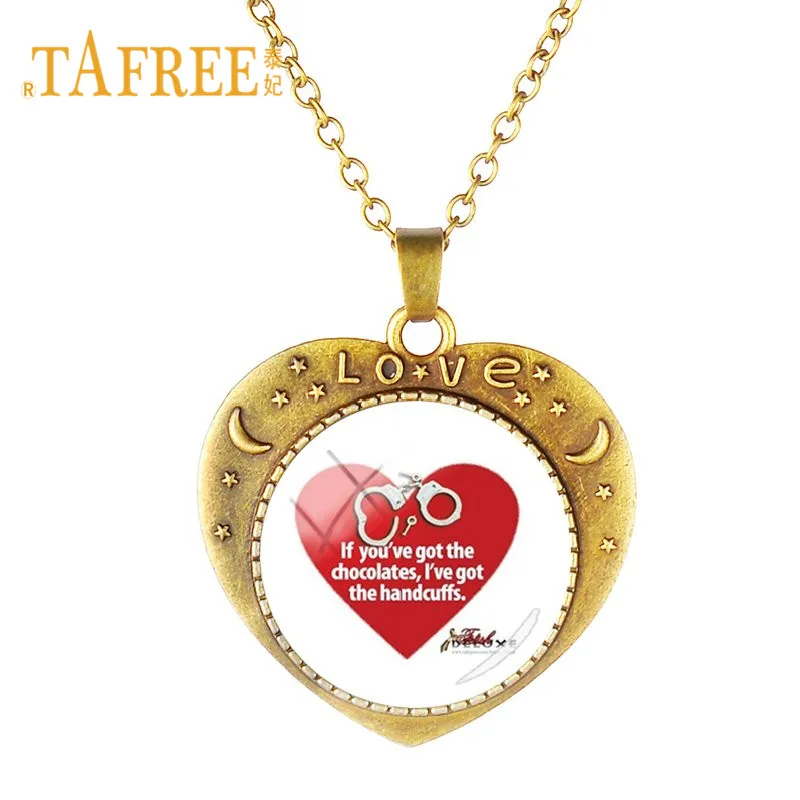TAFREE I love you In French Red Love Heart Glass Gems Necklace Express The Best Valentine's Day Gift Jewelry VD084 | Украшения и
