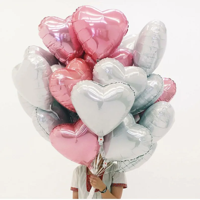 

8PCS 18inch Heart Wedding aluminum Foil Balloons Love Inflatable Birthday baloes Wedding Party Decoration Pink Heart Ballons