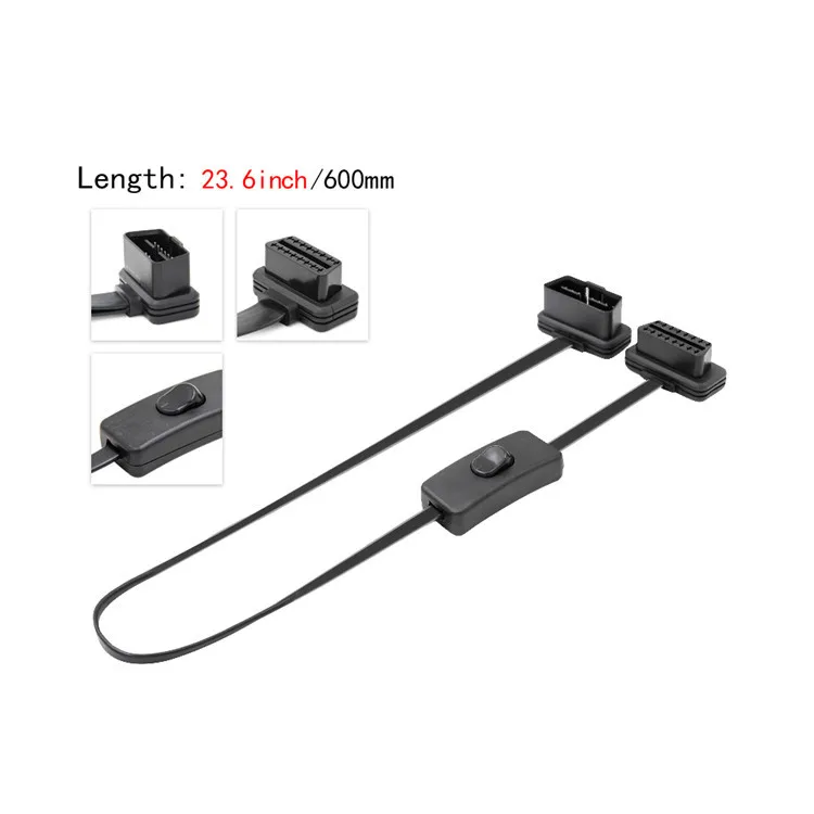 Fashion OBD2 16 pins socket flat noodle elbow conversion line OBD cord male &amp female head switch extension car accessories | Автомобили