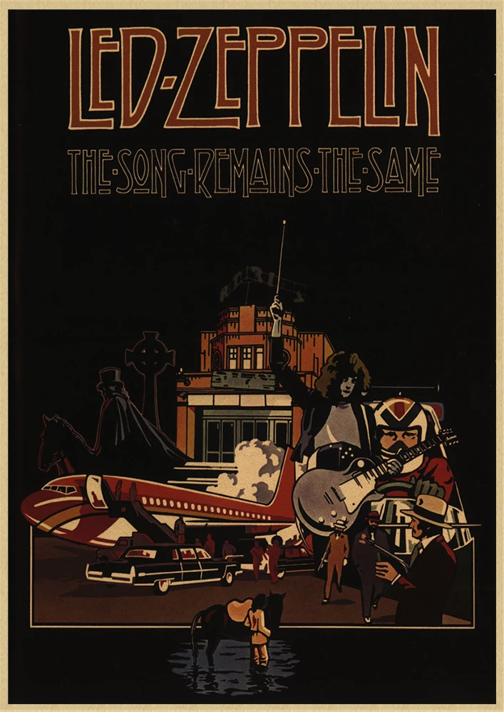 Led Zeppelin рок-музыка крафт-бумага постер для бара/Кафе Ретро плакат декоративной живописи - Цвет: Цвет: желтый