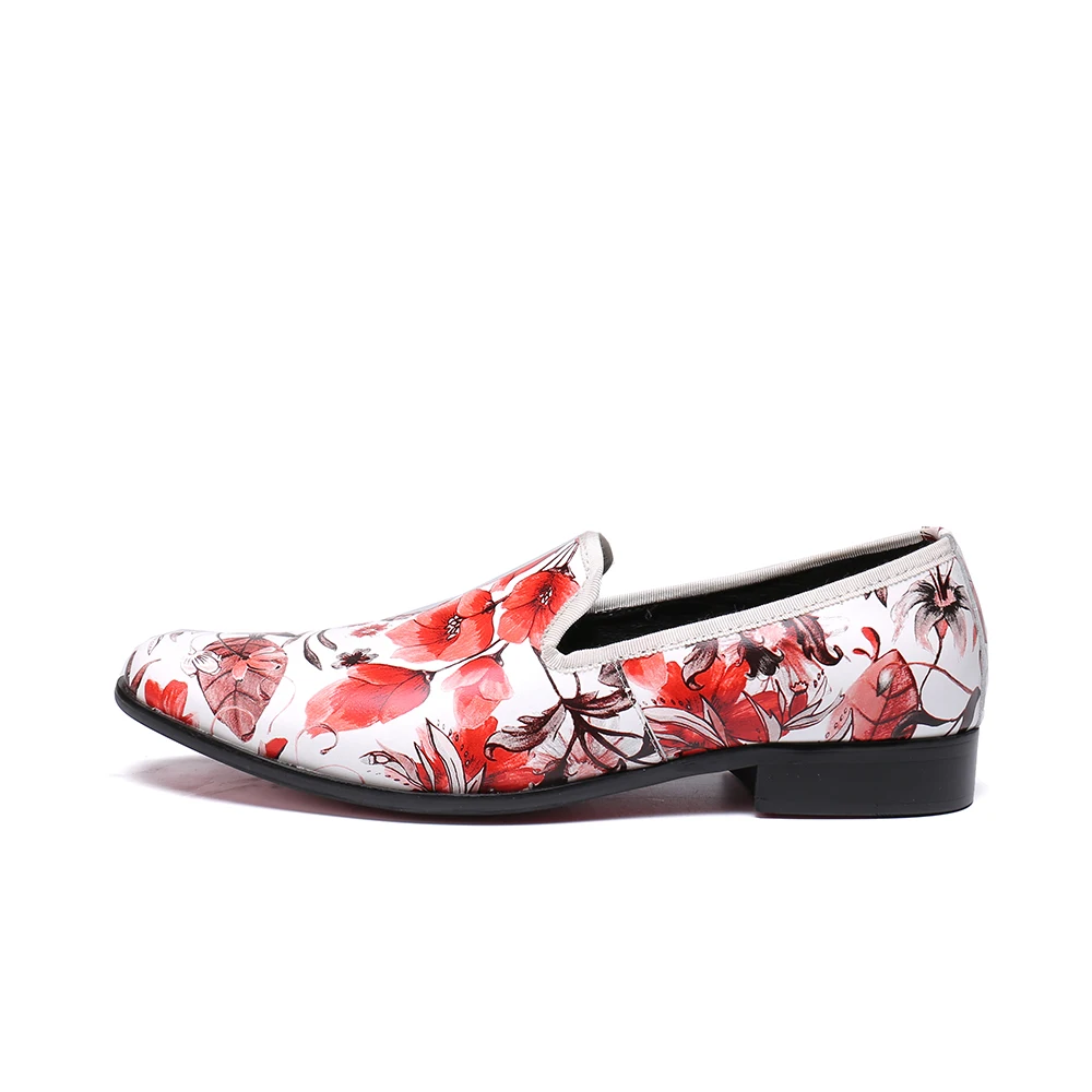 Мужские мокасины из натуральной кожи с цветочным принтом в британском стиле |