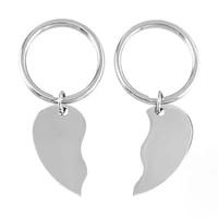 100 stainless steel blank broken heart tags charm keychain split heart puzzles jigsaw tags pendant key ring wholesale 10pair