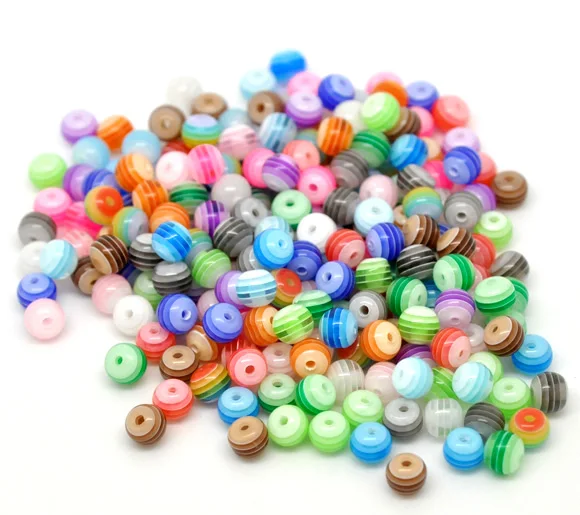

DoreenBeads At Random Stripe Resin Round Beads 6mm, sold per packet of 25