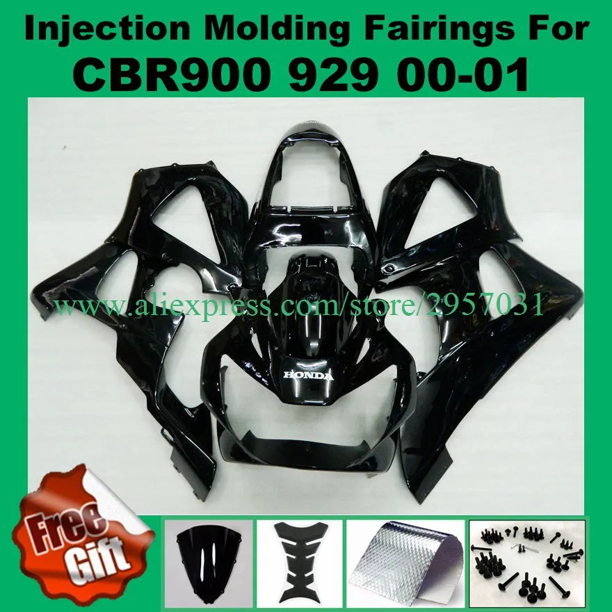 

Free screws+gifts Injection mold Fairing Kit for HONDA CBR900RR 929 00 01 CBR 900RR 2000 2001 CBR900 ABS Black O235 Fairing