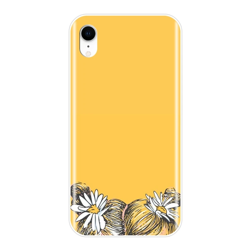 Задняя крышка для iPhone 6 S 7 8 X XR XS Max желтый кот девушка звезда луна мягкий
