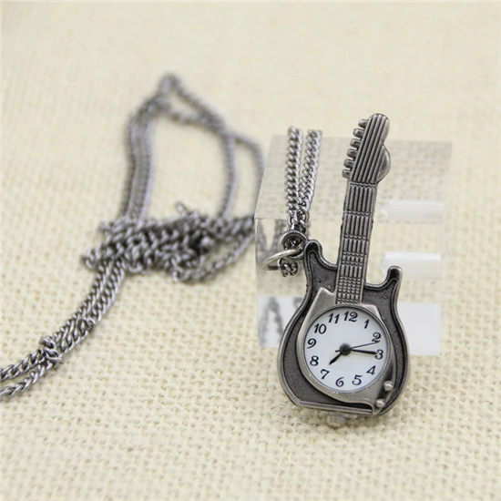 2019 ретро хит продаж гитара Форма ожерелье с свитером карманные модные кварцевые