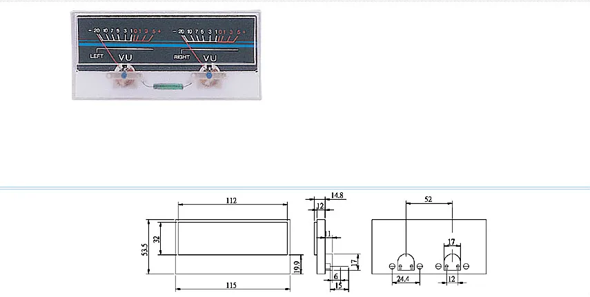 Панель из 100 шт. 2 VU метра 500uA 115x54 мм с зеленой лампой|vu meter|vu 2vu meter panel |
