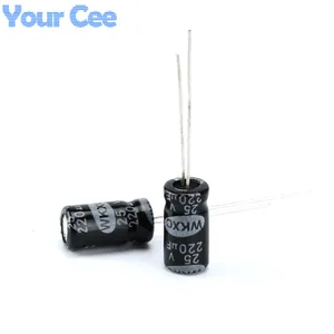 100 шт., электролитические конденсаторы, 25 в, 220 мкФ, 6, 3 х12 мм, алюминиевый электролитический конденсатор