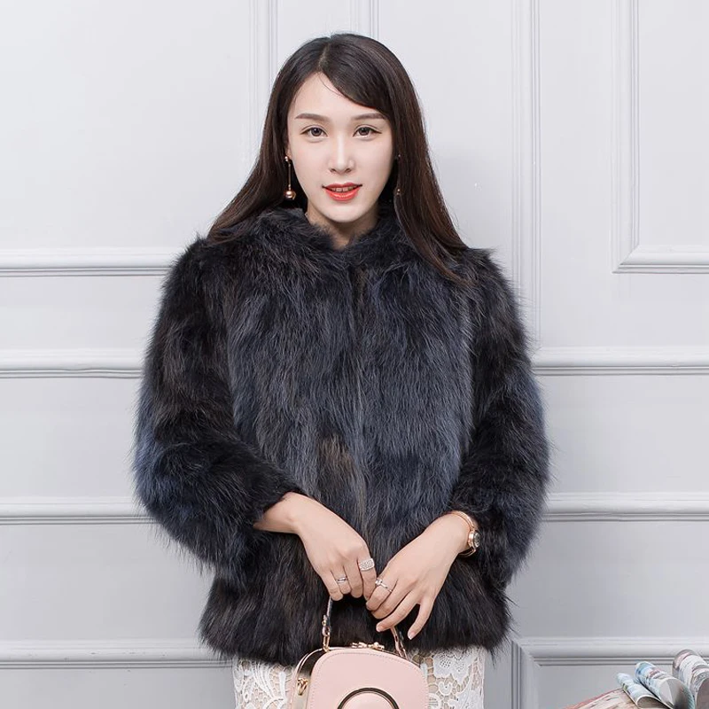 Новое поступление 100% натуральное разноцветное Женское пальто из меха енота