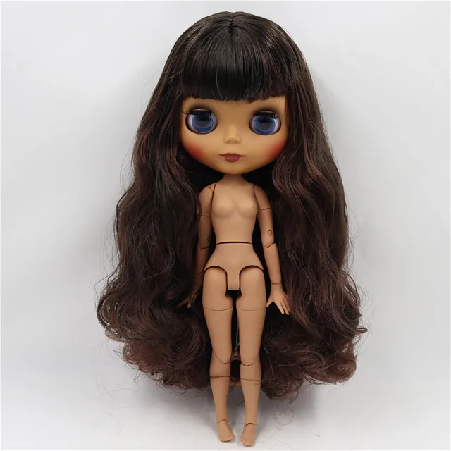 Ледяная фабрика blyth кукла 1/6 bjd черный микс каштановые волосы соединение тела 30 см кукла на заказ DIY BL950/0222 - Цвет: dark matte face