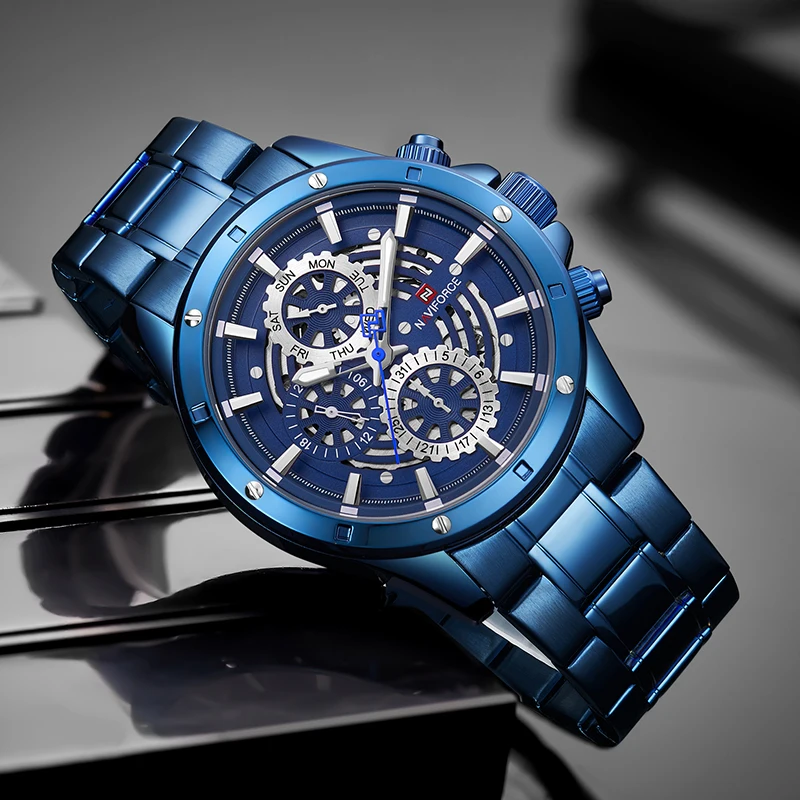 NAVIFORCE Luxury Brand Men Sports Watches Men's Quartz Date Hours Clock Male Full Steel Military Wrist Watch Relogio Masculino