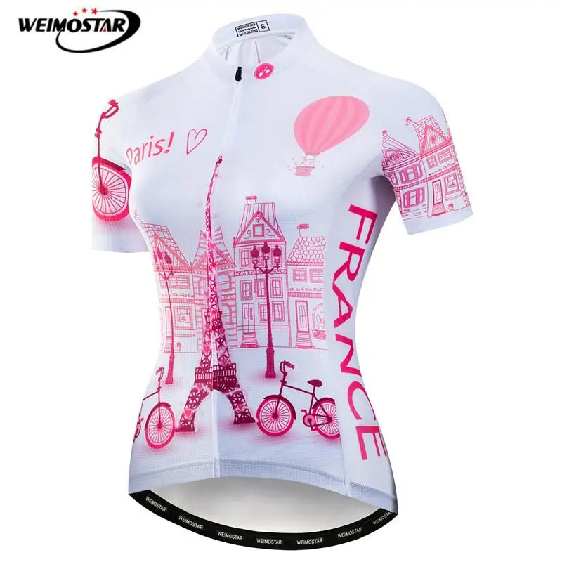 

Weimostar France Team Cycling Jersey Pink Summer pro Mountain Bike Clothing Women Short Sleeve Cycling Shirt Maillot Ciclismo