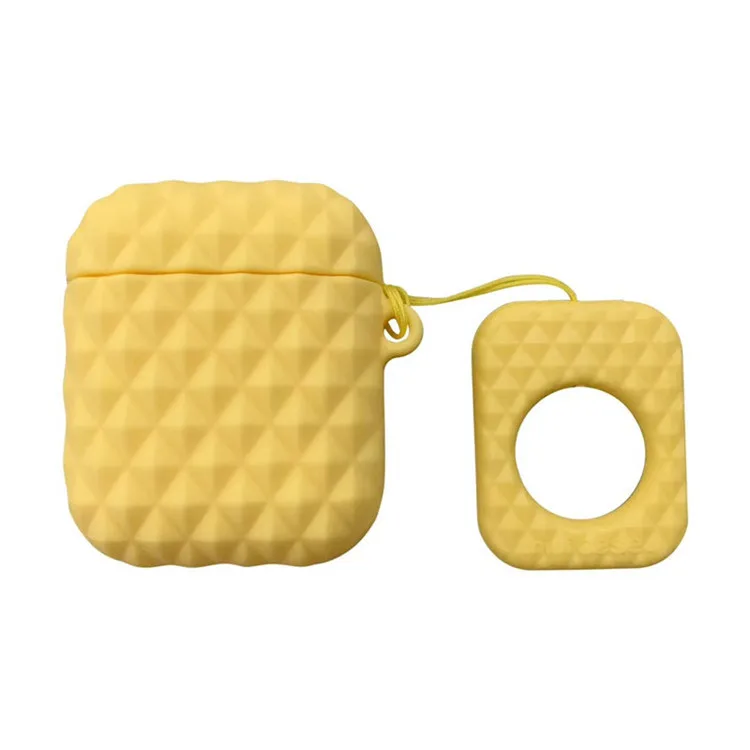 Yellow Чехол для AirPods с мультяшным рисунком, чехол для наушников s для Apple Airpods 2, милые аксессуары, защитный чехол с кольцом на палец, дизайн сумки - Color: Yellow