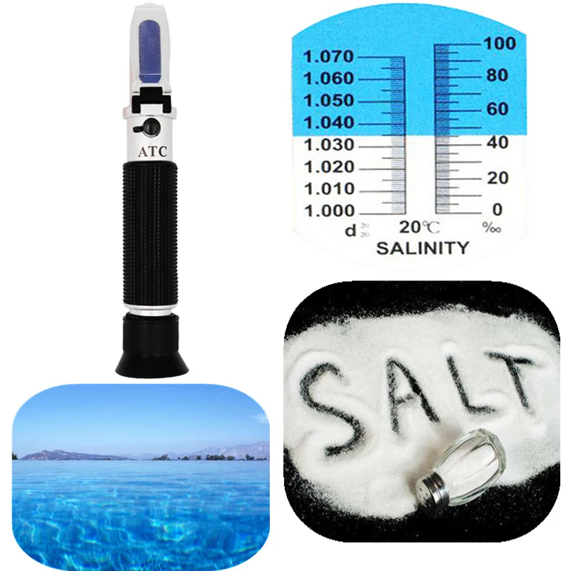 Handheld Salinity Refractometer 0-10% Aquarium Salt Water tester Hydrometer ATC with retail box 32% off | Инструменты