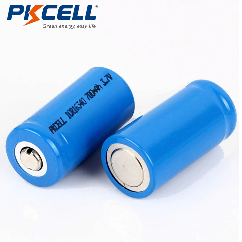 2 шт PKCELL CR123A 16340 700mAh 3,7 V ICR16340 литий-ионная аккумуляторная батарея для фонарей