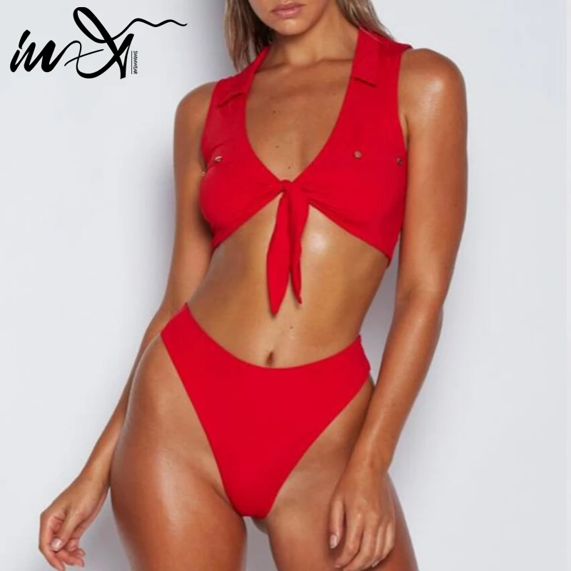 В х узел сексуальный комплект бикини хайкат купальный костюм Бразильский