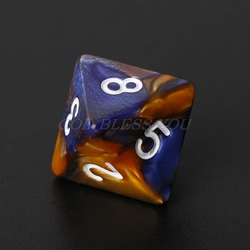 7 шт./компл. акриловые многогранные кубики для настольных игр TRPG Dungeons и Dragons Прямая
