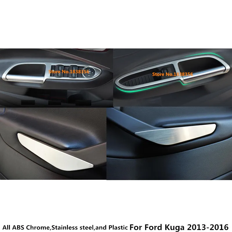 

For Ford Kuga Escape 2013 2014 2015 2016 Car ABS Chrome Inner Door Window Glass Switch Panel Cover Trim Frame Molding 4pcs