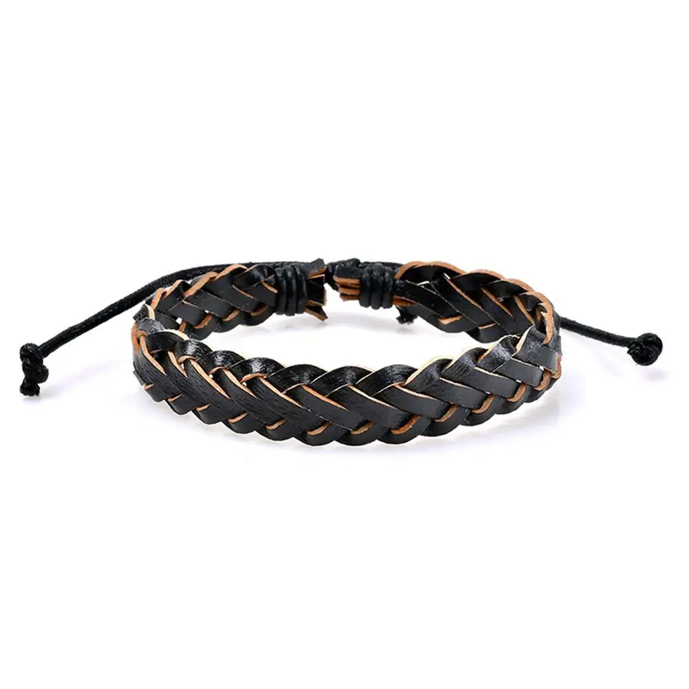 3 Pcs/set Wrap Leather Design Multi Layer Braided Bracelets Bangle Jewelry Women Men Bracelet Black Chains | Украшения и