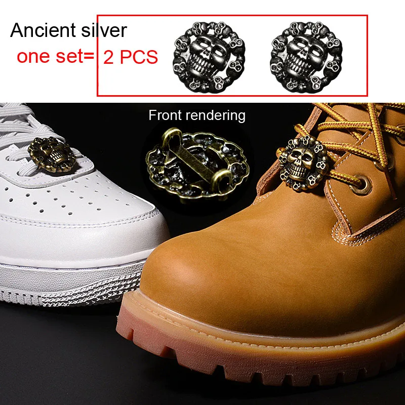 06-1 Ancient silver 50 комплектов эластичных шнурков; шнурки с металлической пряжкой; Подходящие без галстука; кружевные тапочки для взрослых и детей; кружевные туфли с круглым носком на плоской подошве - Цвет: 06-1 Ancient silver