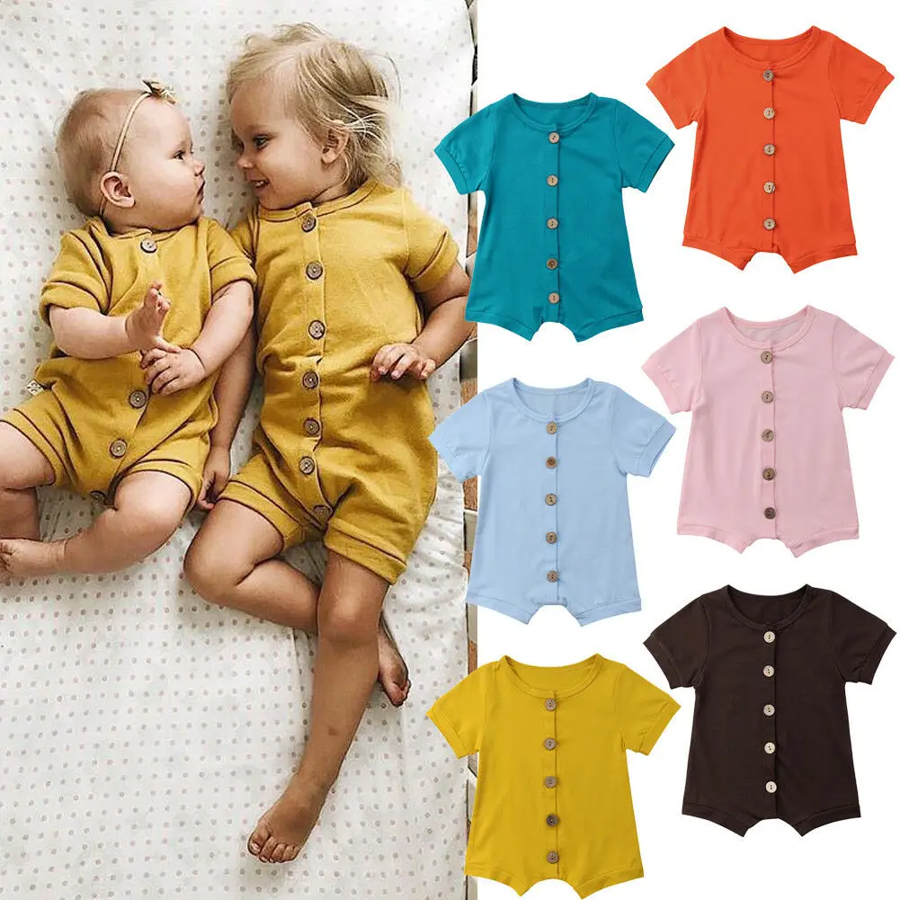 Hot Sales 0-24M Newborn Infant Kid Baby Boy Girl Button Romper Clothes Outfit Jumpsuit Sunsuit Summer Casual | Детская одежда и