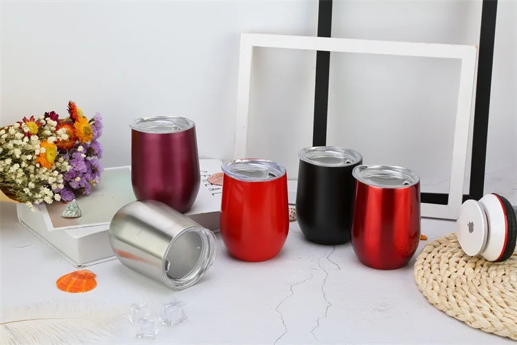 9oz 300ml Egg Shape Shell Wine Cup Stainless Vacuum Cups Coffee Beer Mug | Дом и сад
