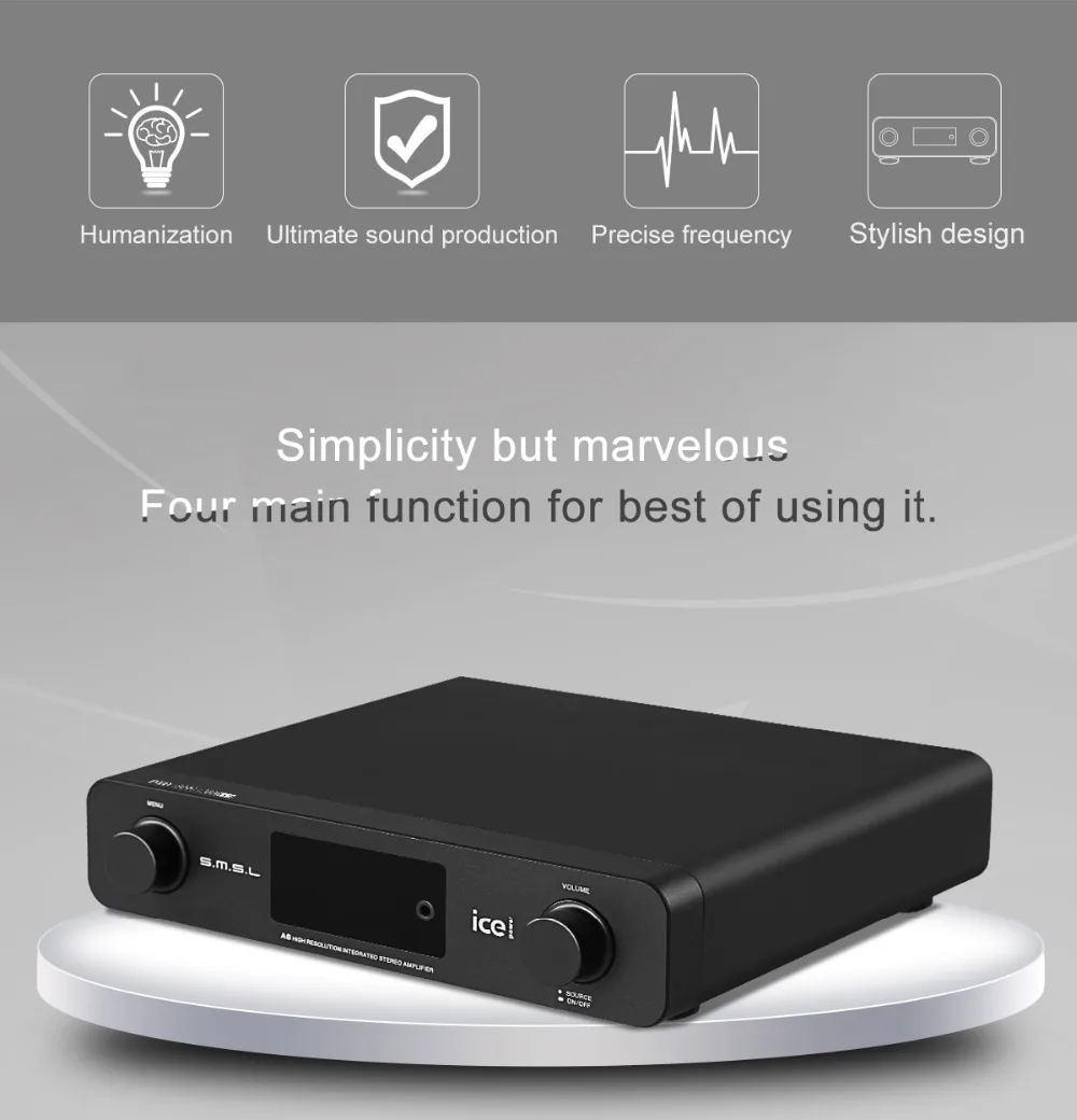 SMSL A6 HIFI Цифровой аудио DAC DSD512 USB/оптический/коаксиальный/LP плеер/CD аналоговый вход усилитель для наушников 50 Вт* 2