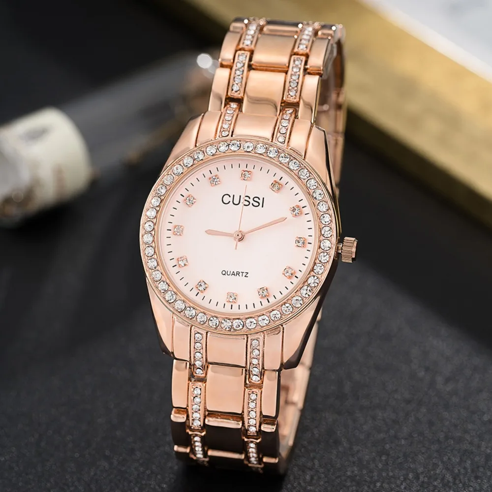 CUSSI 2019 Luxury Women Watches with Rhinestones Ladies Bracelet Fashion Quartz Wristwatch relogio feminino Clock | Наручные часы