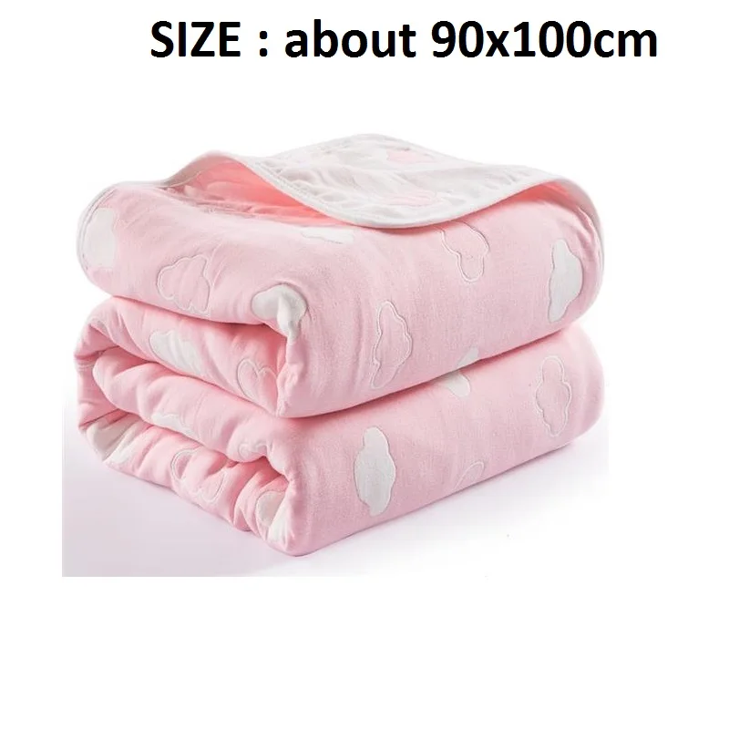 pink cloud90x100 Детское мягкое теплое покрывало, Осеннее Детское покрывало для кровати, одеяло, 6 слоев муслина, хлопок, марля, динозавр, детское одеяло, банное полотенце - Цвет: pink cloud90x100